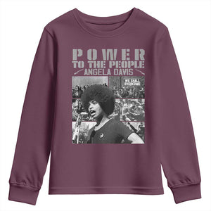 Power To The People Youth Sweatshirt Black History Angela Davis Black Panther Party TS10 Maroon Print Your Wear