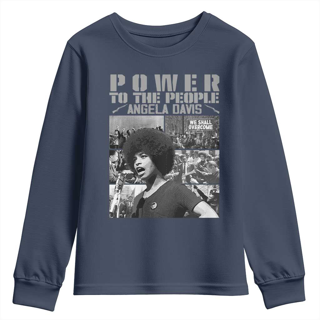 Power To The People Youth Sweatshirt Black History Angela Davis Black Panther Party TS10 Navy Print Your Wear