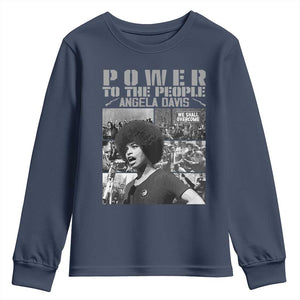 Power To The People Youth Sweatshirt Black History Angela Davis Black Panther Party TS10 Navy Print Your Wear
