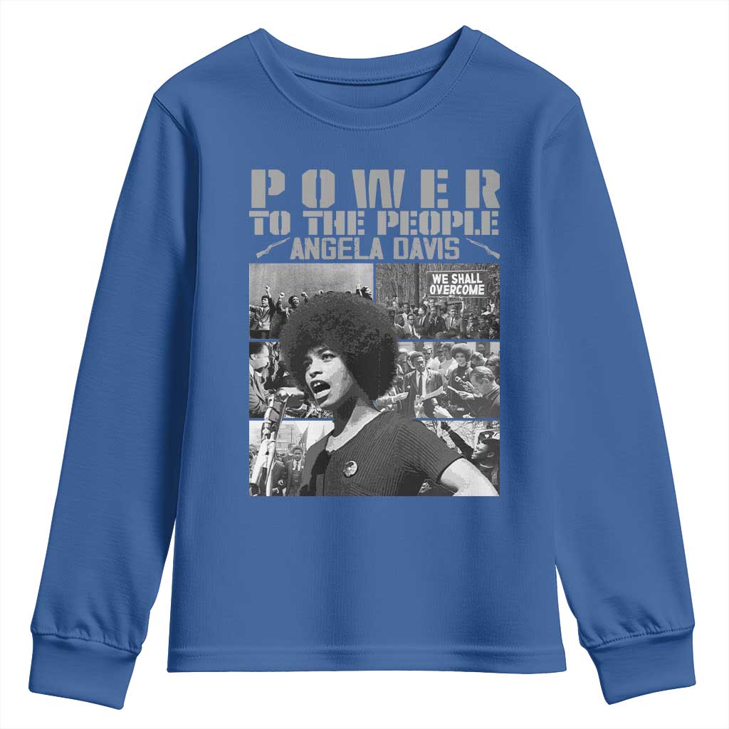 Power To The People Youth Sweatshirt Black History Angela Davis Black Panther Party TS10 Royal Blue Print Your Wear