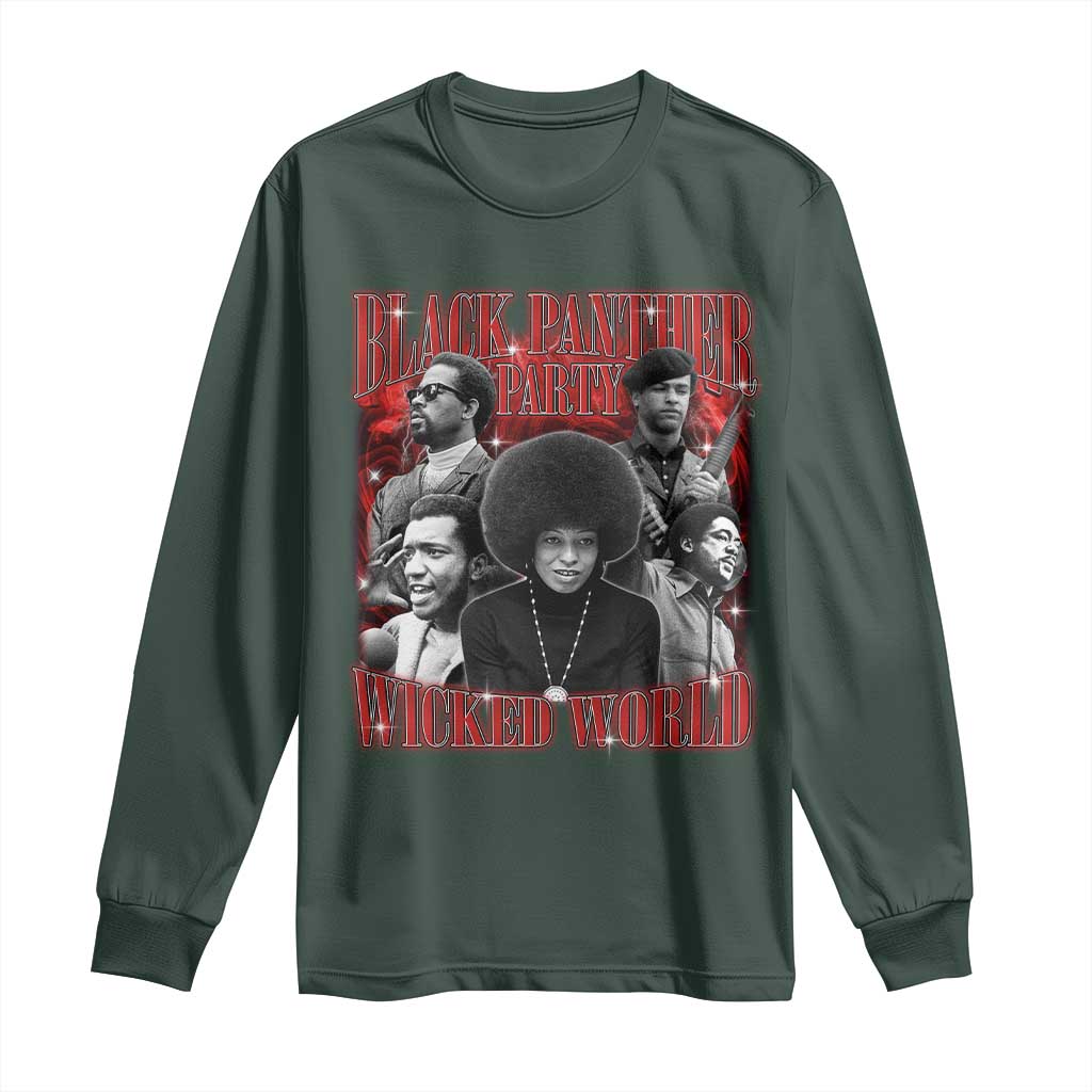Black Panther Party Long Sleeve Shirt Black History Month TS10 Dark Forest Green Print Your Wear