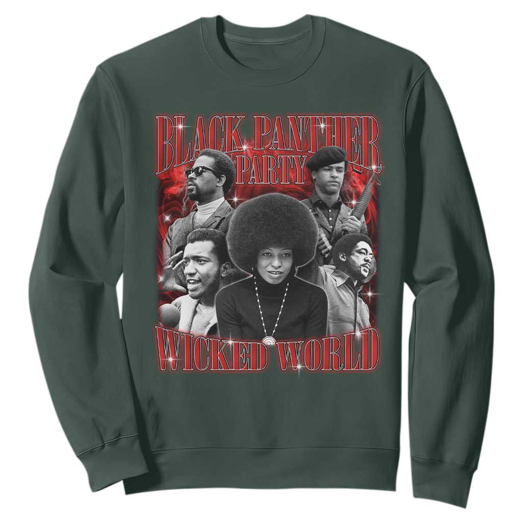Black Panther Party Sweatshirt Black History Month TS10 Dark Forest Green Print Your Wear