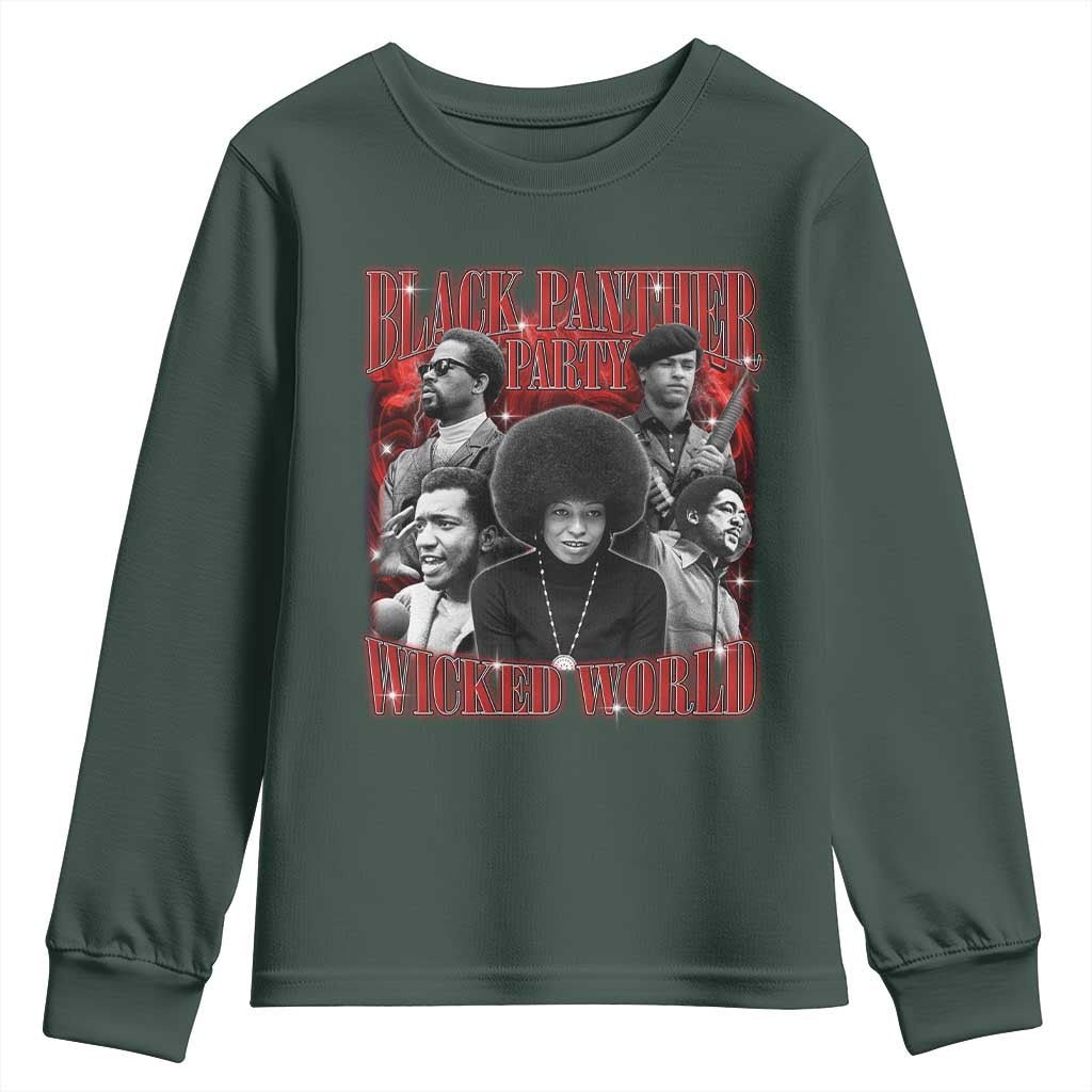 Black Panther Party Youth Sweatshirt Black History Month TS10 Dark Forest Green Print Your Wear