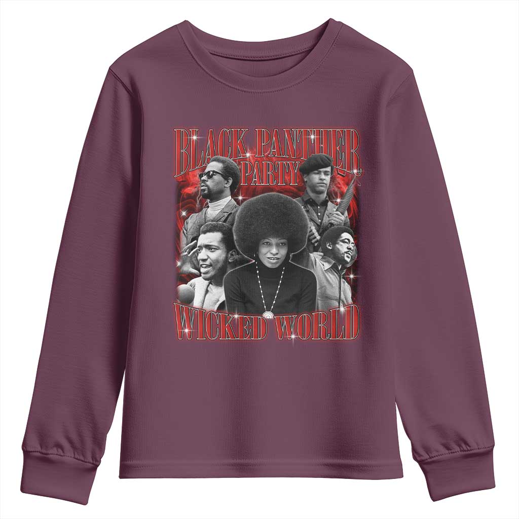 Black Panther Party Youth Sweatshirt Black History Month TS10 Maroon Print Your Wear