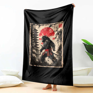 Samurai Bigfoot Throw Blanket Japanese Vintage Sasquatch Graphic Ukiyo-e Art Funny TS10 Print Your Wear