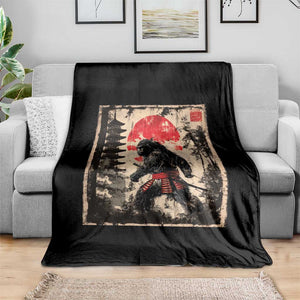 Samurai Bigfoot Throw Blanket Japanese Vintage Sasquatch Graphic Ukiyo-e Art Funny TS10 Print Your Wear