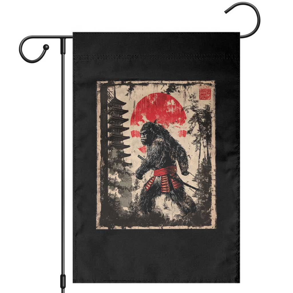 Samurai Bigfoot Garden Flag Japanese Vintage Sasquatch Graphic Ukiyo-e Art Funny TS10 Black Print Your Wear