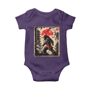 Samurai Bigfoot Baby Onesie Japanese Vintage Sasquatch Graphic Ukiyo-e Art Funny TS10 Purple Print Your Wear