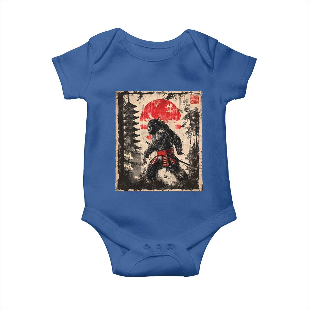 Samurai Bigfoot Baby Onesie Japanese Vintage Sasquatch Graphic Ukiyo-e Art Funny TS10 Royal Blue Print Your Wear