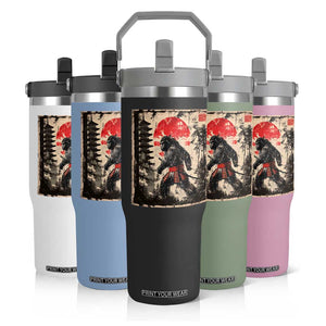 Samurai Bigfoot Flip Straw Tumbler Japanese Vintage Sasquatch Graphic Ukiyo-e Art Funny TS10 Print Your Wear