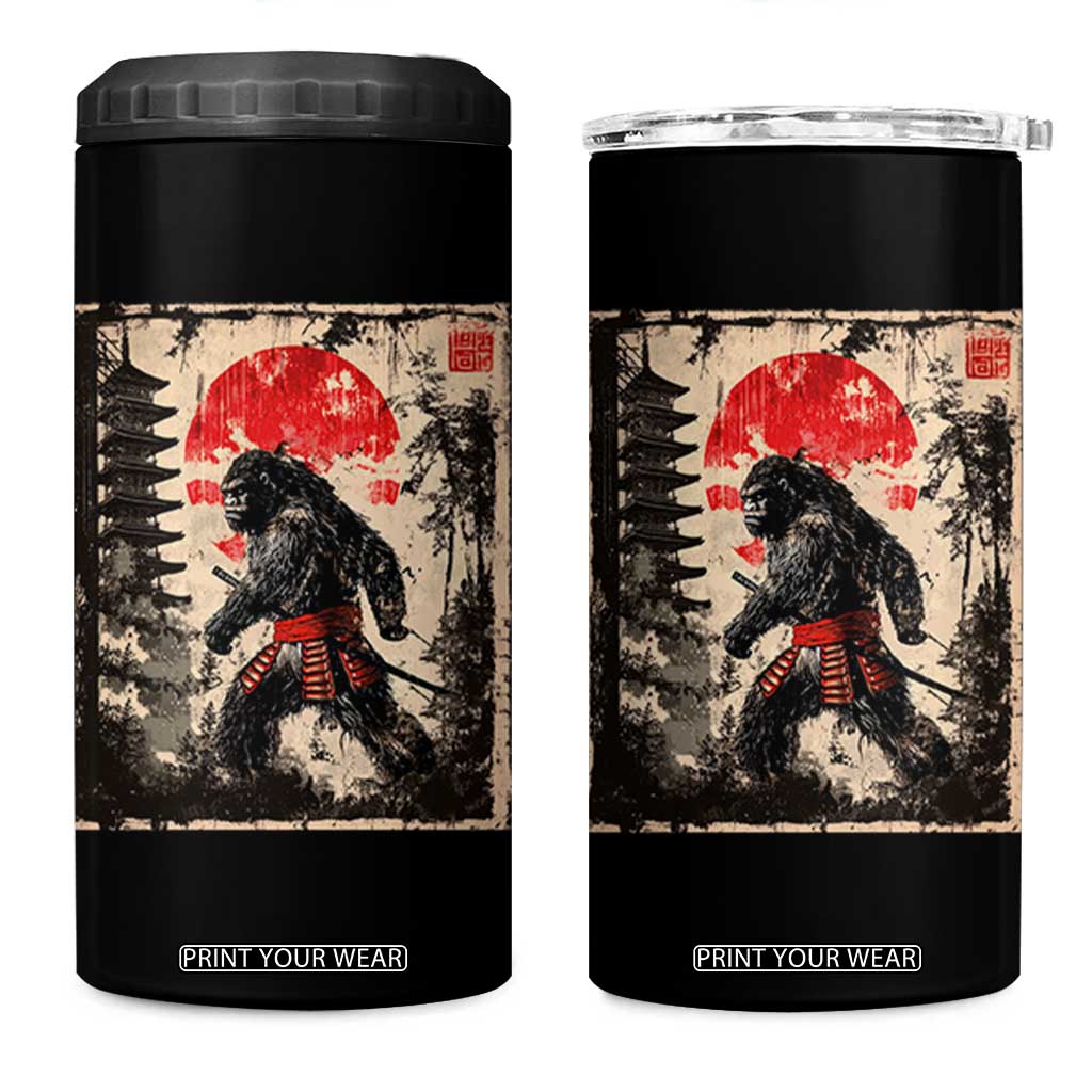 Samurai Bigfoot 4 in 1 Can Cooler Tumbler Japanese Vintage Sasquatch Graphic Ukiyo-e Art Funny TS10 One Size: 16 oz Black Print Your Wear