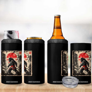 Samurai Bigfoot 4 in 1 Can Cooler Tumbler Japanese Vintage Sasquatch Graphic Ukiyo-e Art Funny TS10 Print Your Wear