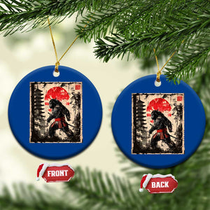 Samurai Bigfoot Ceramic Ornament Japanese Vintage Sasquatch Graphic Ukiyo-e Art Funny TS10 1pc Blue Print Your Wear