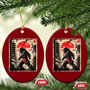 Samurai Bigfoot Ceramic Ornament Japanese Vintage Sasquatch Graphic Ukiyo-e Art Funny TS10 Print Your Wear