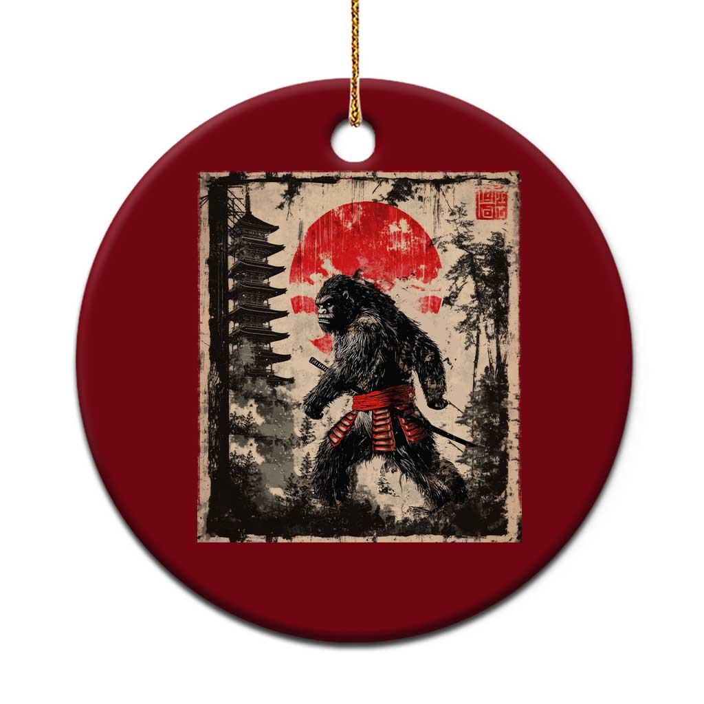 Samurai Bigfoot Ceramic Ornament Japanese Vintage Sasquatch Graphic Ukiyo-e Art Funny TS10 1pc Red Print Your Wear