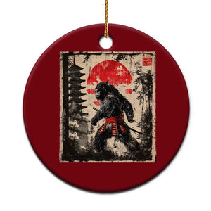 Samurai Bigfoot Ceramic Ornament Japanese Vintage Sasquatch Graphic Ukiyo-e Art Funny TS10 1pc Red Print Your Wear
