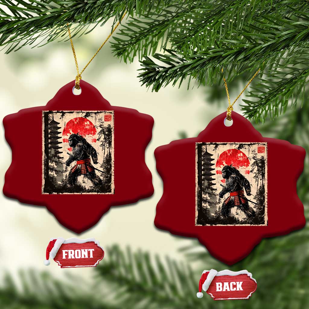 Samurai Bigfoot Ceramic Ornament Japanese Vintage Sasquatch Graphic Ukiyo-e Art Funny TS10 Print Your Wear