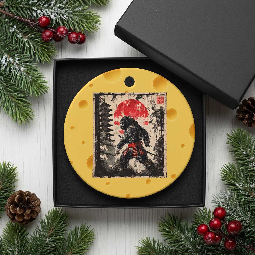 Samurai Bigfoot Ceramic Ornament Japanese Vintage Sasquatch Graphic Ukiyo-e Art Funny TS10 1pc Yellow Cheese Print Your Wear