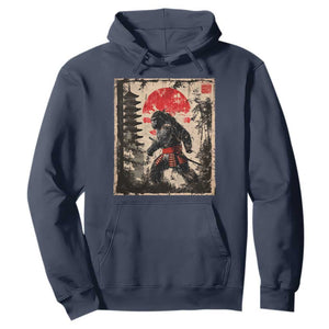 Samurai Bigfoot Hoodie Japanese Vintage Sasquatch Graphic Ukiyo-e Art Funny TS10 Navy Print Your Wear