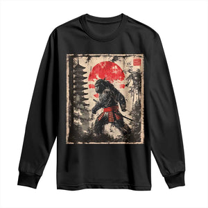 Samurai Bigfoot Long Sleeve Shirt Japanese Vintage Sasquatch Graphic Ukiyo-e Art Funny TS10 Black Print Your Wear