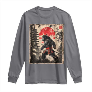Samurai Bigfoot Long Sleeve Shirt Japanese Vintage Sasquatch Graphic Ukiyo-e Art Funny TS10 Charcoal Print Your Wear