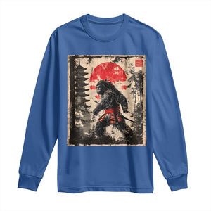 Samurai Bigfoot Long Sleeve Shirt Japanese Vintage Sasquatch Graphic Ukiyo-e Art Funny TS10 Royal Blue Print Your Wear