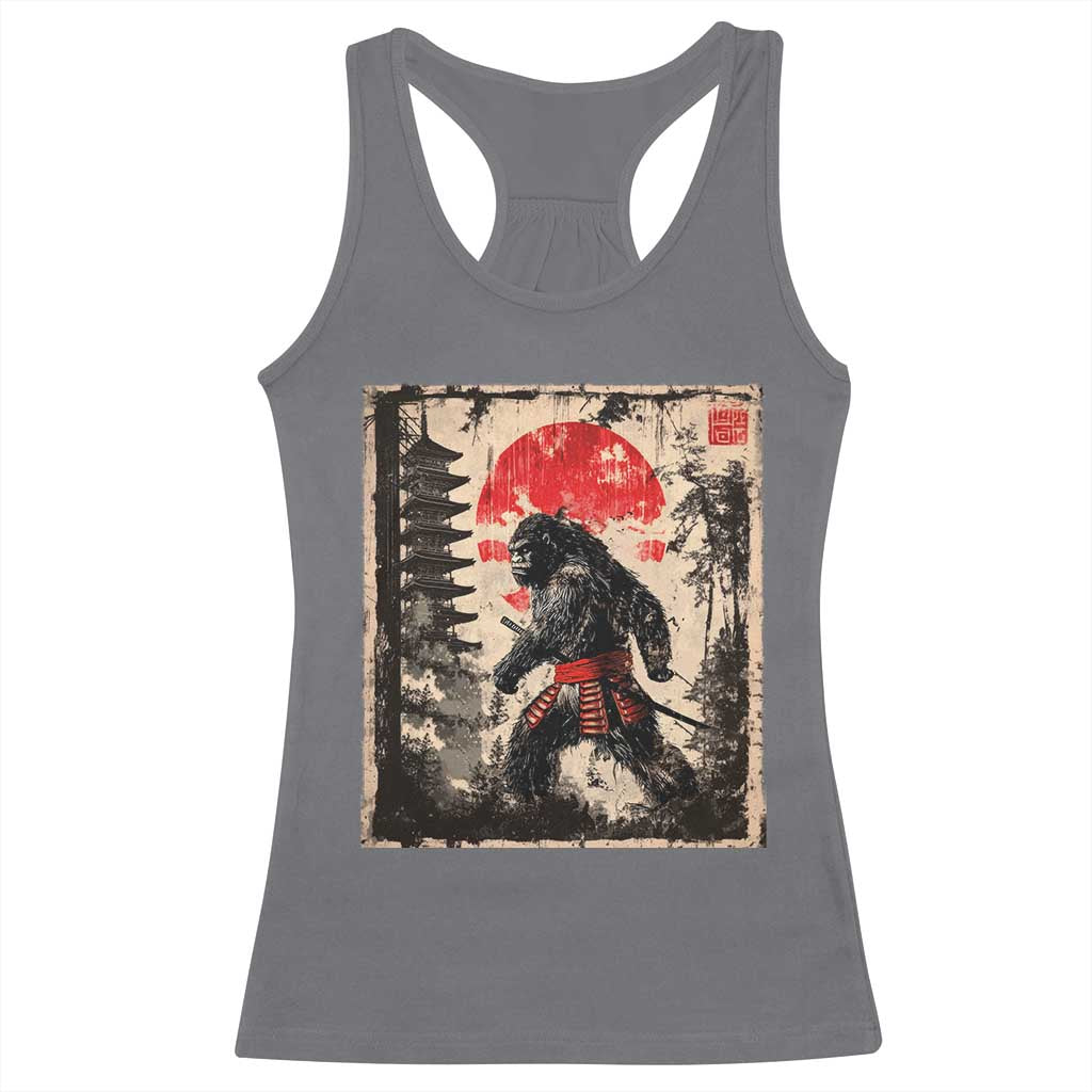 Samurai Bigfoot Racerback Tank Top Japanese Vintage Sasquatch Graphic Ukiyo-e Art Funny TS10 Charcoal Print Your Wear