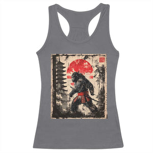 Samurai Bigfoot Racerback Tank Top Japanese Vintage Sasquatch Graphic Ukiyo-e Art Funny TS10 Charcoal Print Your Wear