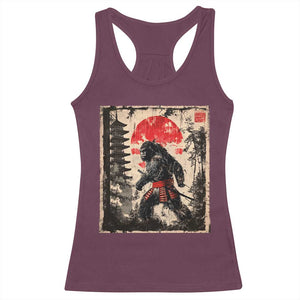 Samurai Bigfoot Racerback Tank Top Japanese Vintage Sasquatch Graphic Ukiyo-e Art Funny TS10 Maroon Print Your Wear
