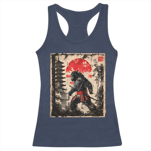 Samurai Bigfoot Racerback Tank Top Japanese Vintage Sasquatch Graphic Ukiyo-e Art Funny TS10 Navy Print Your Wear