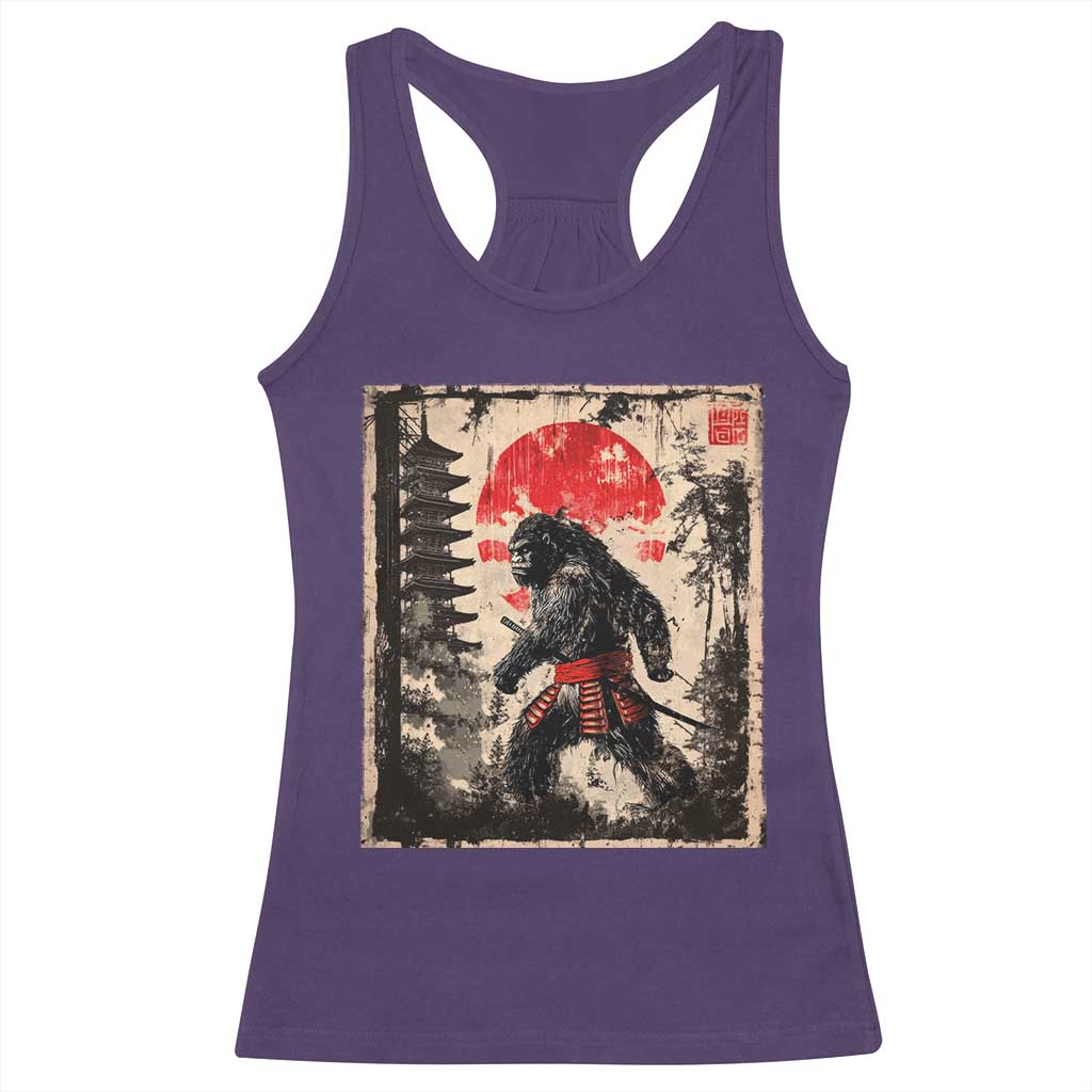 Samurai Bigfoot Racerback Tank Top Japanese Vintage Sasquatch Graphic Ukiyo-e Art Funny TS10 Purple Print Your Wear