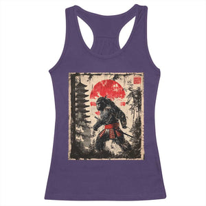 Samurai Bigfoot Racerback Tank Top Japanese Vintage Sasquatch Graphic Ukiyo-e Art Funny TS10 Purple Print Your Wear
