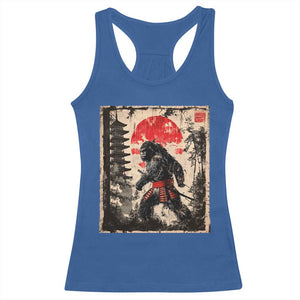 Samurai Bigfoot Racerback Tank Top Japanese Vintage Sasquatch Graphic Ukiyo-e Art Funny TS10 Royal Blue Print Your Wear