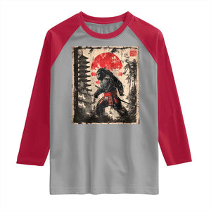 Samurai Bigfoot Raglan Shirt Japanese Vintage Sasquatch Graphic Ukiyo-e Art Funny TS10 Sport Gray Red Print Your Wear