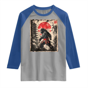 Samurai Bigfoot Raglan Shirt Japanese Vintage Sasquatch Graphic Ukiyo-e Art Funny TS10 Sport Gray Royal Print Your Wear