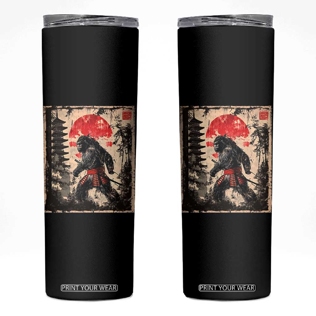 Samurai Bigfoot Skinny Tumbler Japanese Vintage Sasquatch Graphic Ukiyo-e Art Funny TS10 Black Print Your Wear