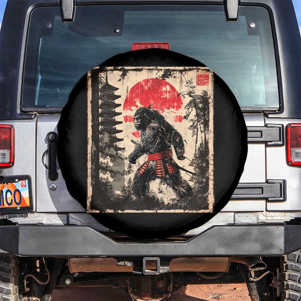 Samurai Bigfoot Spare Tire Cover Japanese Vintage Sasquatch Graphic Ukiyo-e Art Funny TS10 No hole Black Print Your Wear