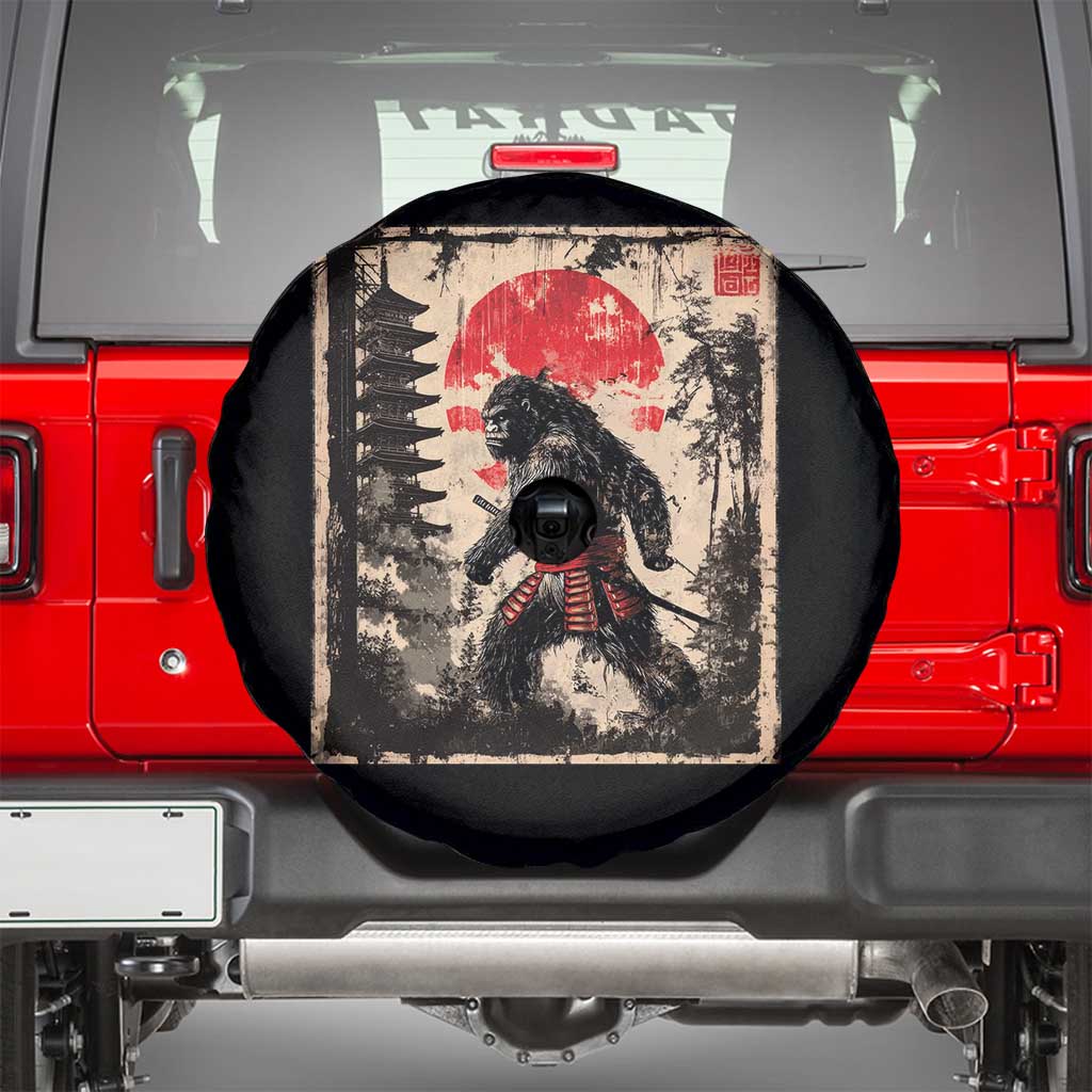 Samurai Bigfoot Spare Tire Cover Japanese Vintage Sasquatch Graphic Ukiyo-e Art Funny TS10 Black Print Your Wear