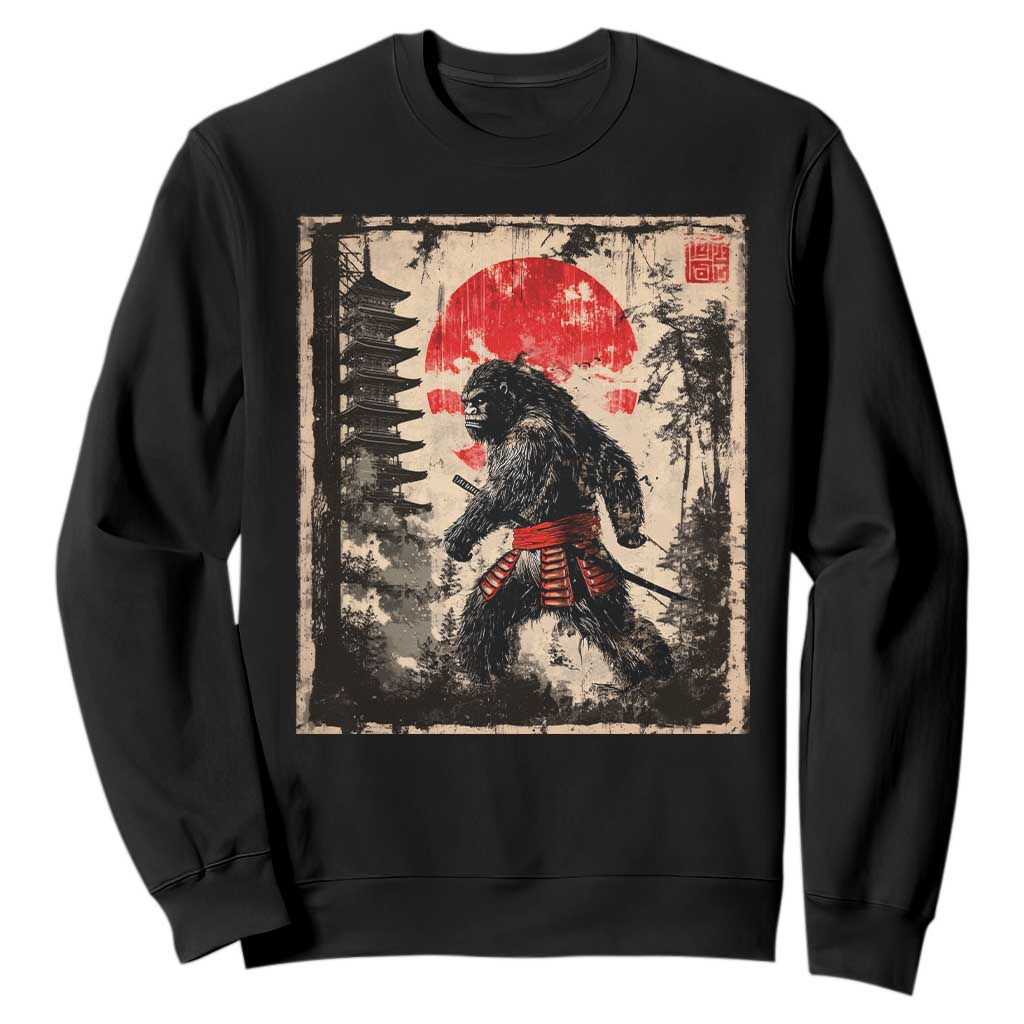 Samurai Bigfoot Sweatshirt Japanese Vintage Sasquatch Graphic Ukiyo-e Art Funny TS10 Black Print Your Wear