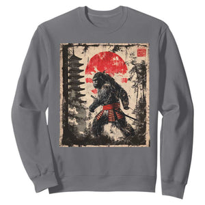 Samurai Bigfoot Sweatshirt Japanese Vintage Sasquatch Graphic Ukiyo-e Art Funny TS10 Charcoal Print Your Wear
