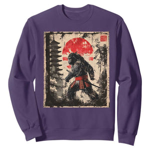 Samurai Bigfoot Sweatshirt Japanese Vintage Sasquatch Graphic Ukiyo-e Art Funny TS10 Purple Print Your Wear