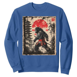 Samurai Bigfoot Sweatshirt Japanese Vintage Sasquatch Graphic Ukiyo-e Art Funny TS10 Royal Blue Print Your Wear