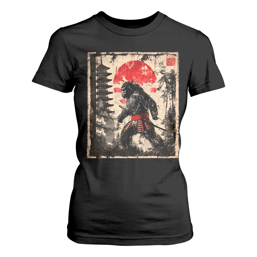 Samurai Bigfoot T Shirt For Women Japanese Vintage Sasquatch Graphic Ukiyo-e Art Funny TS10 Black Print Your Wear