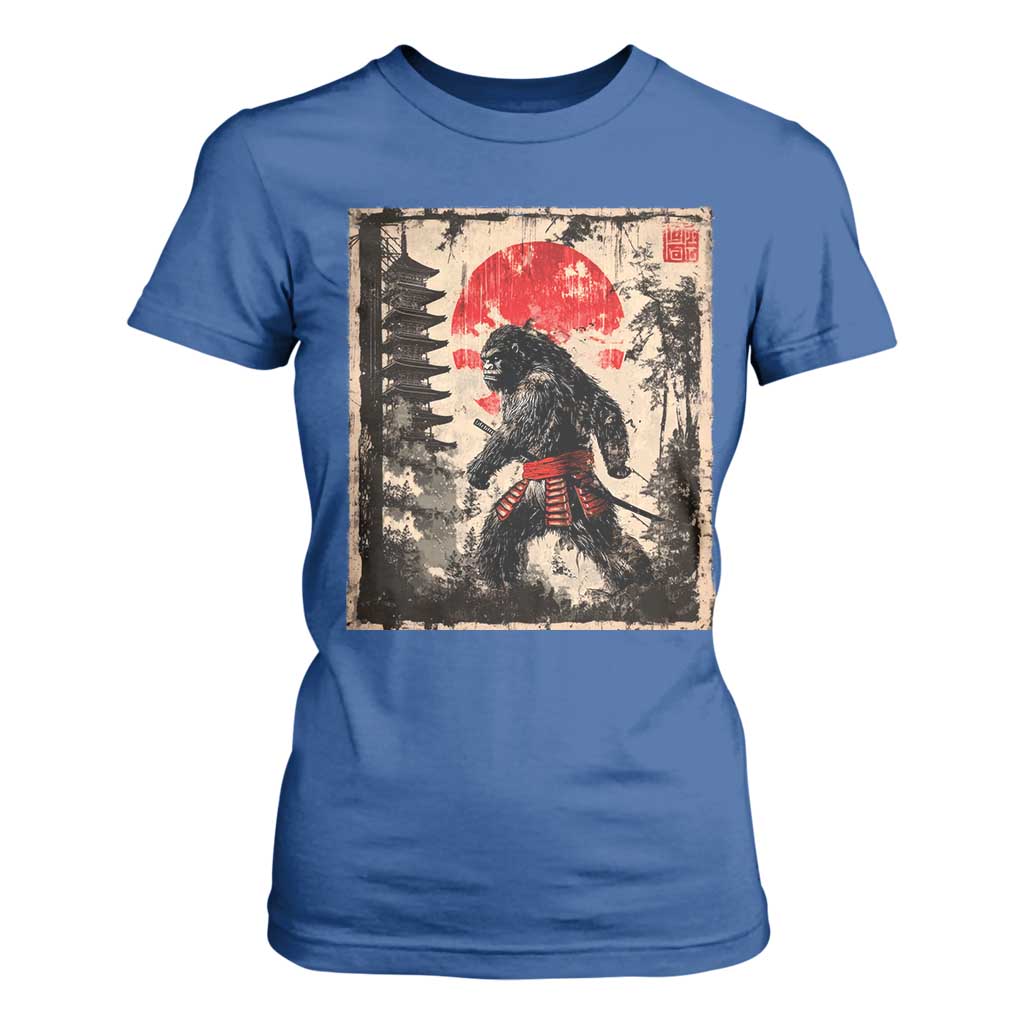 Samurai Bigfoot T Shirt For Women Japanese Vintage Sasquatch Graphic Ukiyo-e Art Funny TS10 Royal Blue Print Your Wear