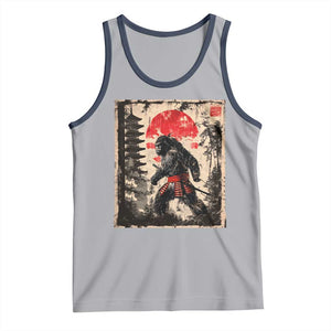 Samurai Bigfoot Tank Top Japanese Vintage Sasquatch Graphic Ukiyo-e Art Funny TS10 Athletic Heather Navy Print Your Wear