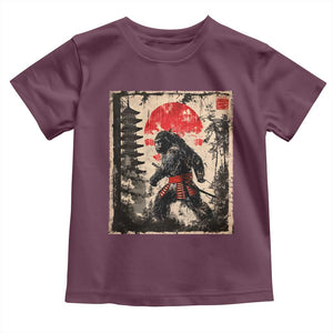 Samurai Bigfoot Toddler T Shirt Japanese Vintage Sasquatch Graphic Ukiyo-e Art Funny TS10 Maroon Print Your Wear
