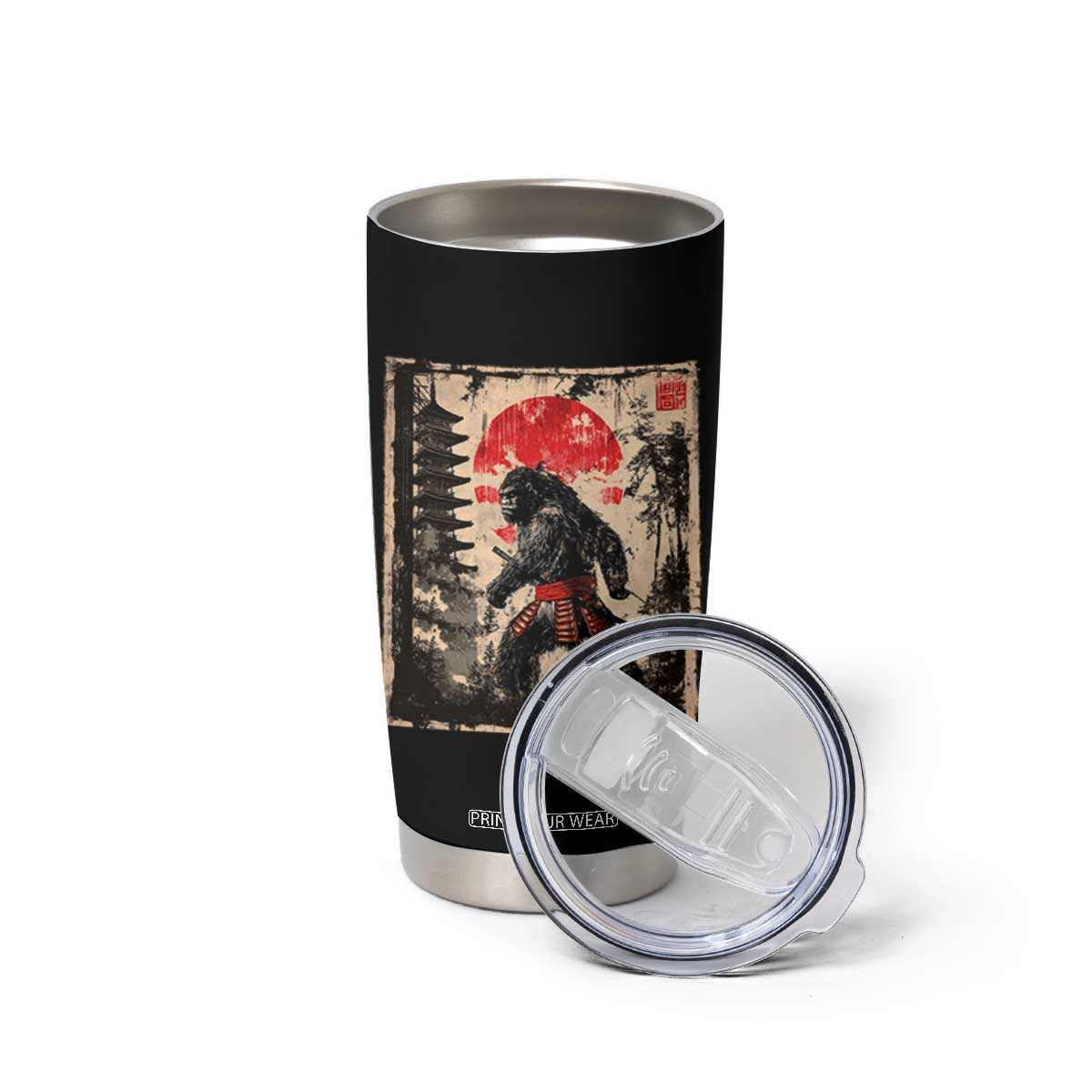 Samurai Bigfoot Tumbler Cup Japanese Vintage Sasquatch Graphic Ukiyo-e Art Funny TS10 Print Your Wear