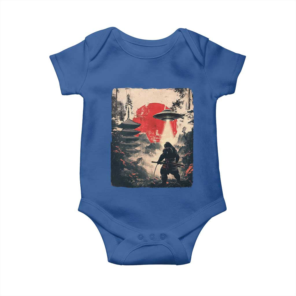 Samurai Bigfoot Baby Onesie Funny Japanese Retro Vintage Sasquatch Graphic Ukiyo-e Art TS10 Royal Blue Print Your Wear