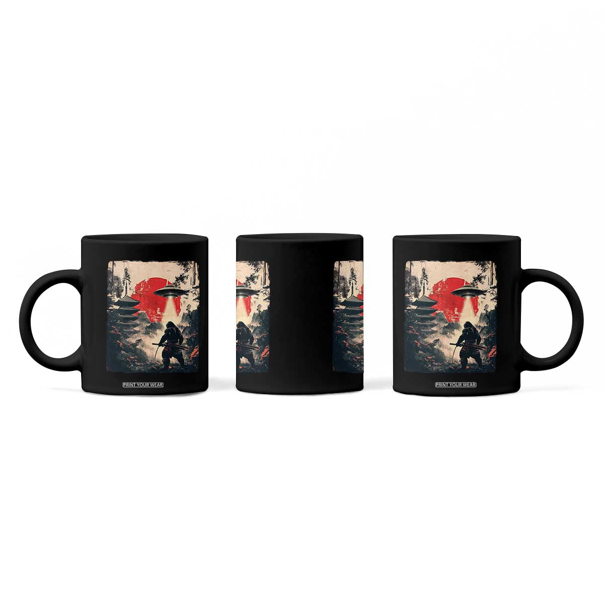 Samurai Bigfoot Coffee Mug Funny Japanese Retro Vintage Sasquatch Graphic Ukiyo-e Art TS10 Print Your Wear