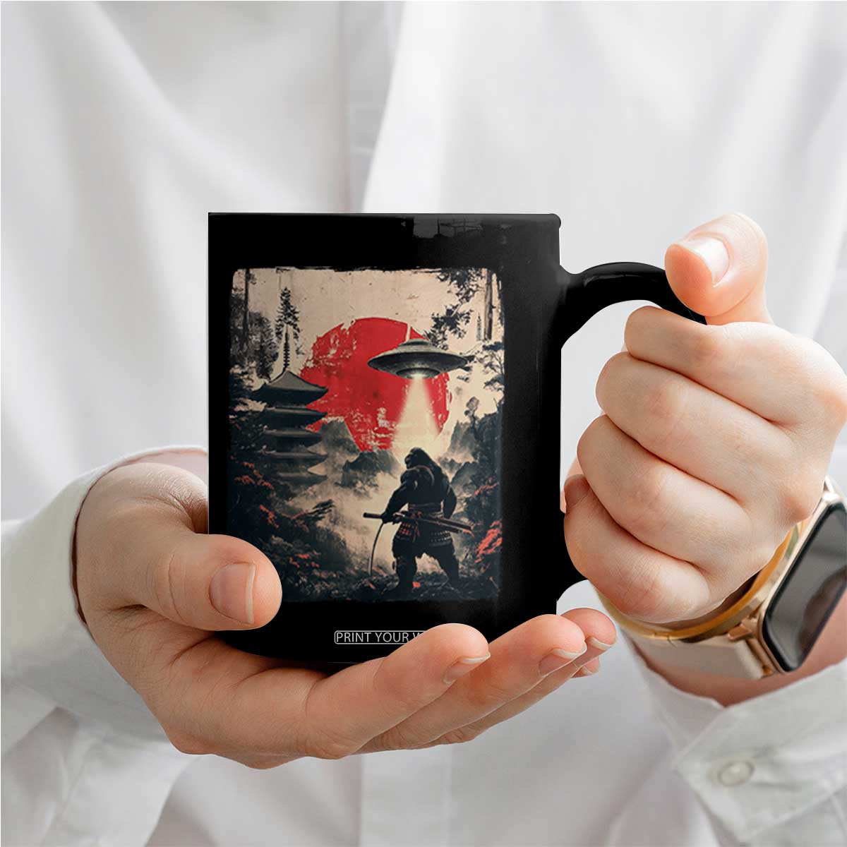 Samurai Bigfoot Coffee Mug Funny Japanese Retro Vintage Sasquatch Graphic Ukiyo-e Art TS10 Print Your Wear